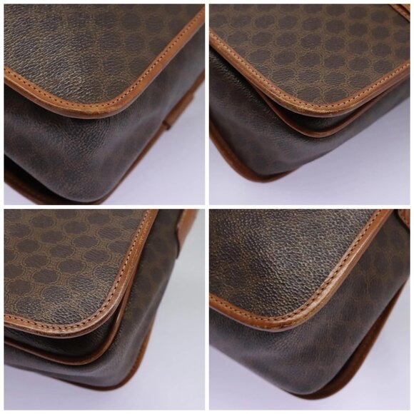 CELINE Macadam Canvas Shoulder Bag PVC Leather Brown Gold Auth BD871 - Picture 15 of 16